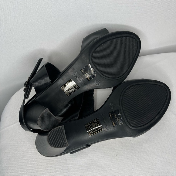 Pierre Dumas Heels Womens 10 Chunky Open Toe Black Shoes Spring Summer Party - Picture 3 of 3